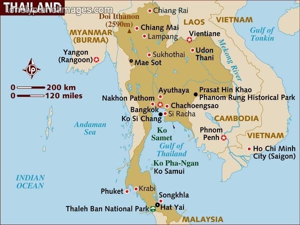 泰国地图英文版 高清英文版泰国地图
