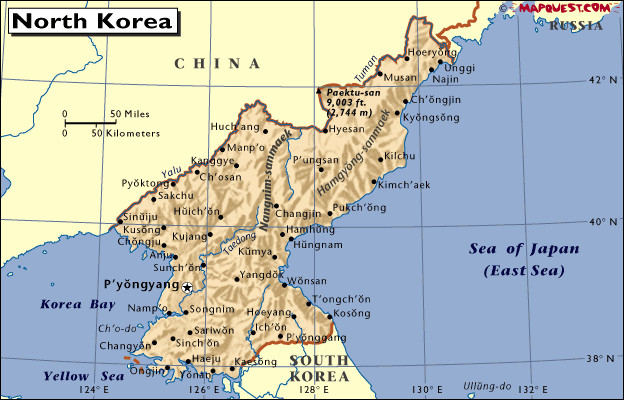 朝鲜英文地图