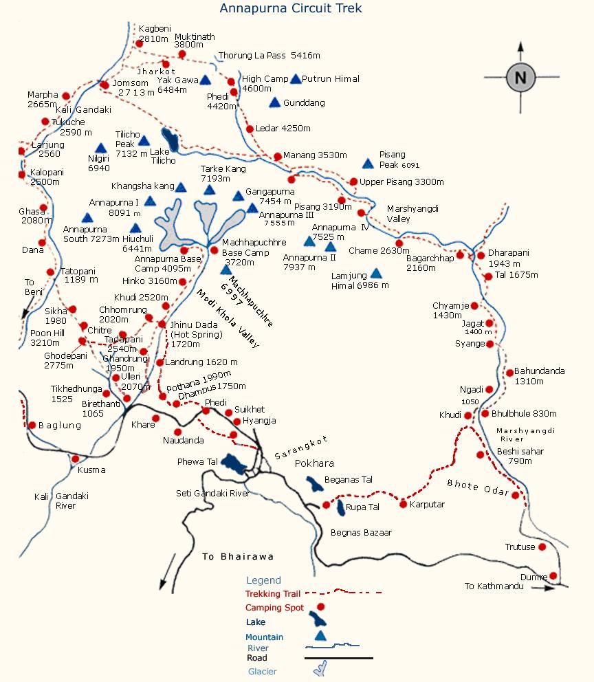 尼泊尔徒步地图英文版