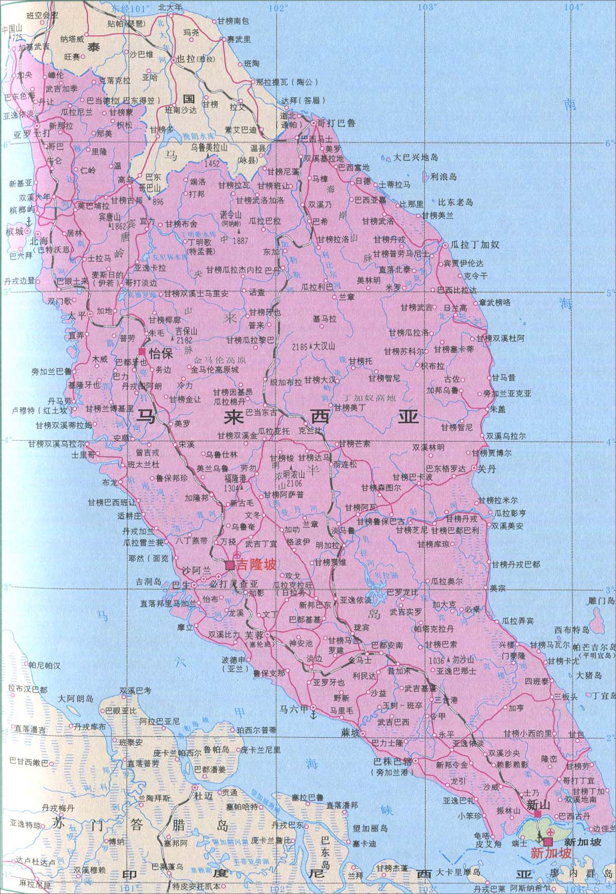 马来半岛旅游地图